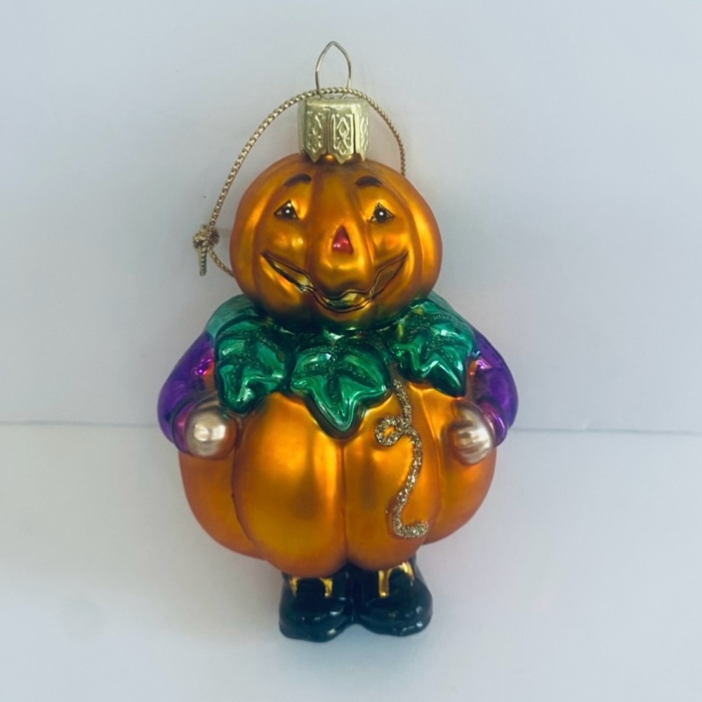 Lao Mai Hand Blown Glass Halloween Ornament Pumpkin Jack O’lantern